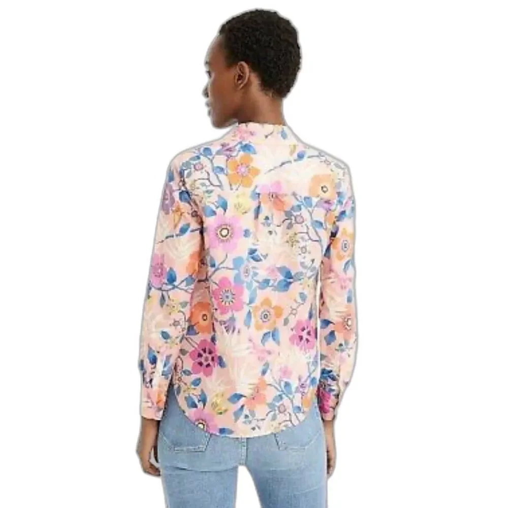 Liberty Art Fabrics for J. Crew Partial Button Down Floral Print Top Size 2